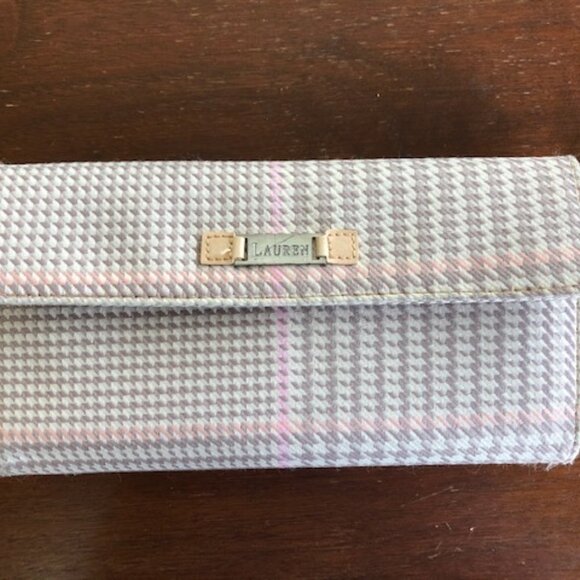 RALPH LAUREN Long Tweed Wallet Cream Pink Gray - Picture 5 of 16